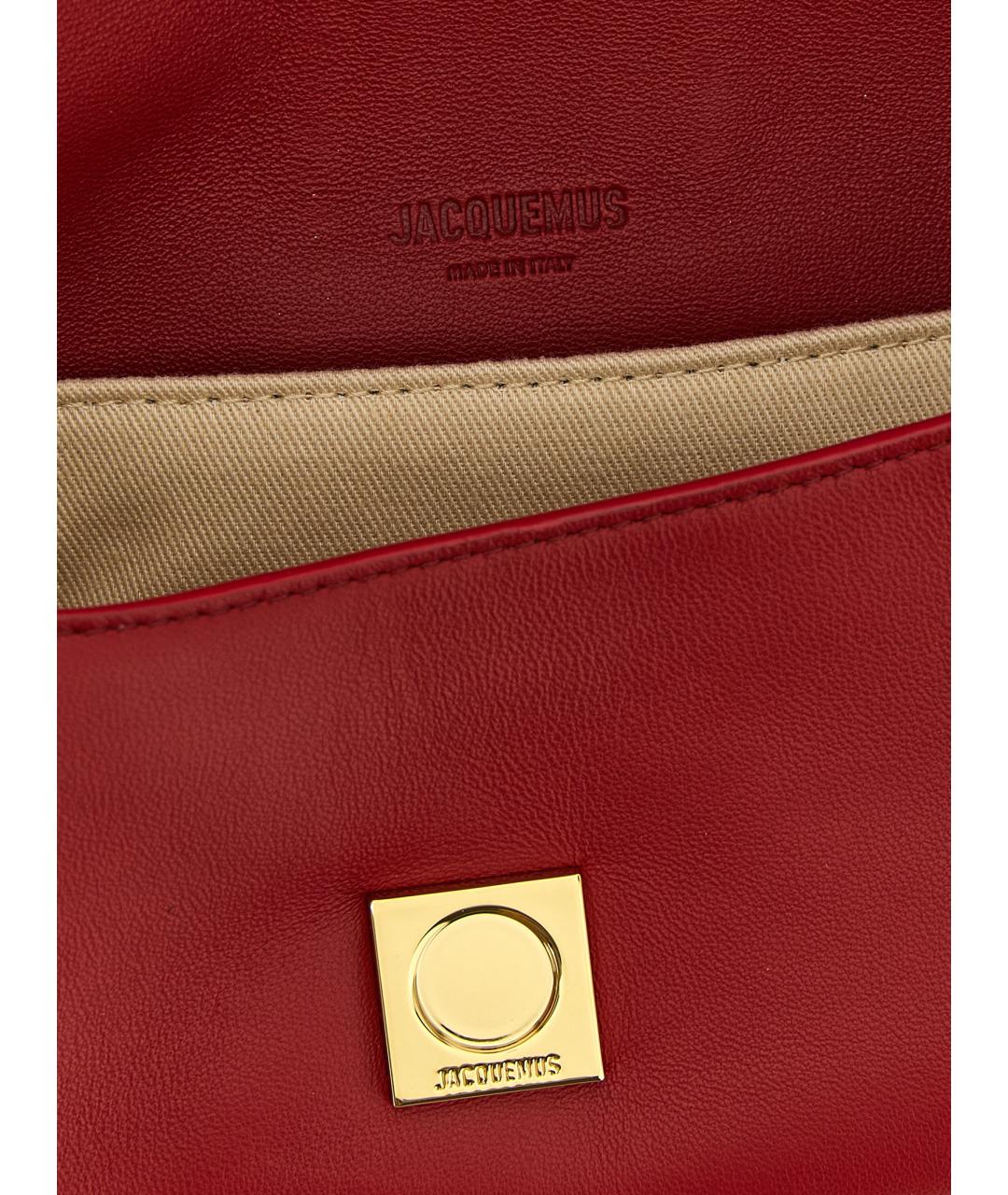 JACQUEMUS Красная кожаная сумка через плечо, фото 4