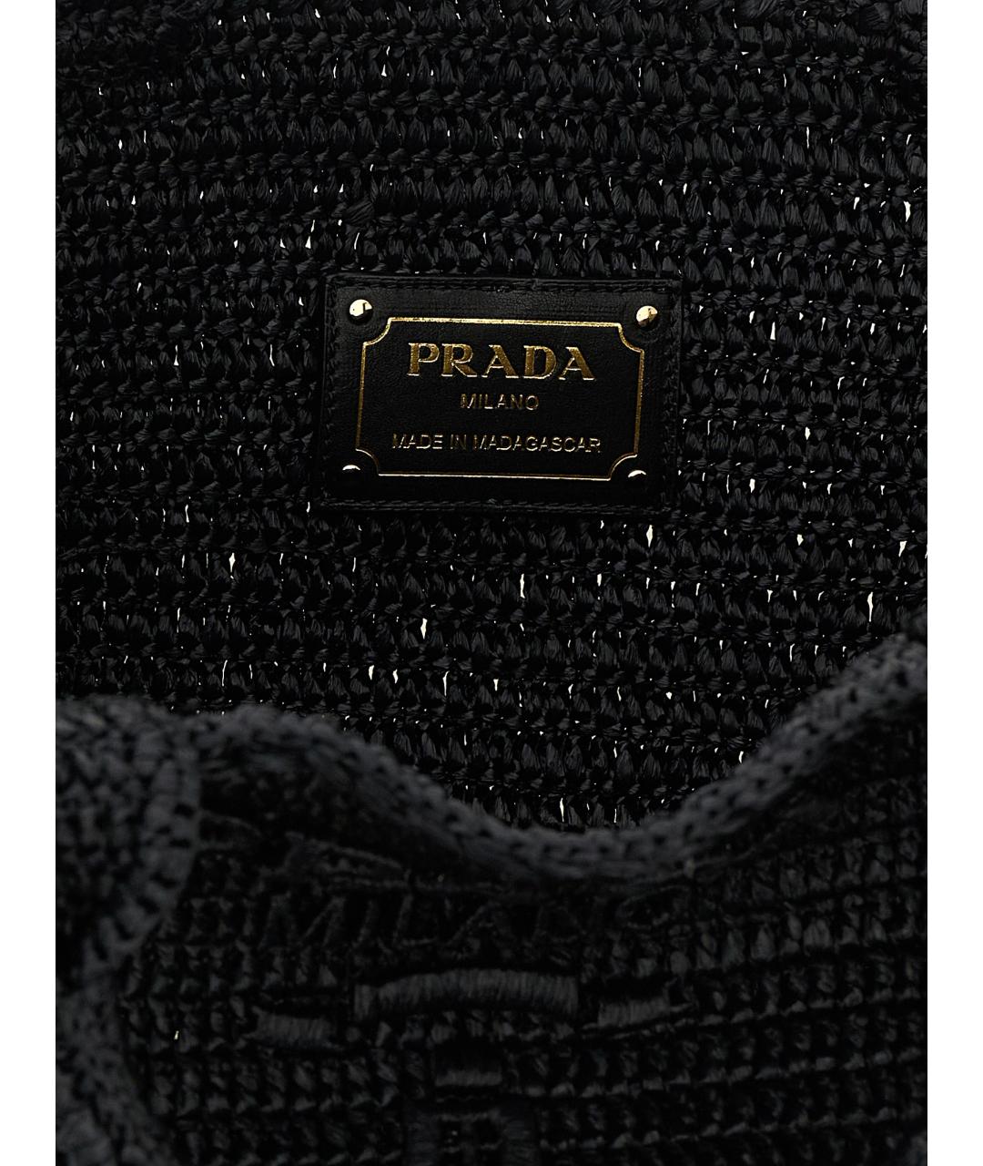 PRADA Черная пелетеная сумка тоут, фото 4