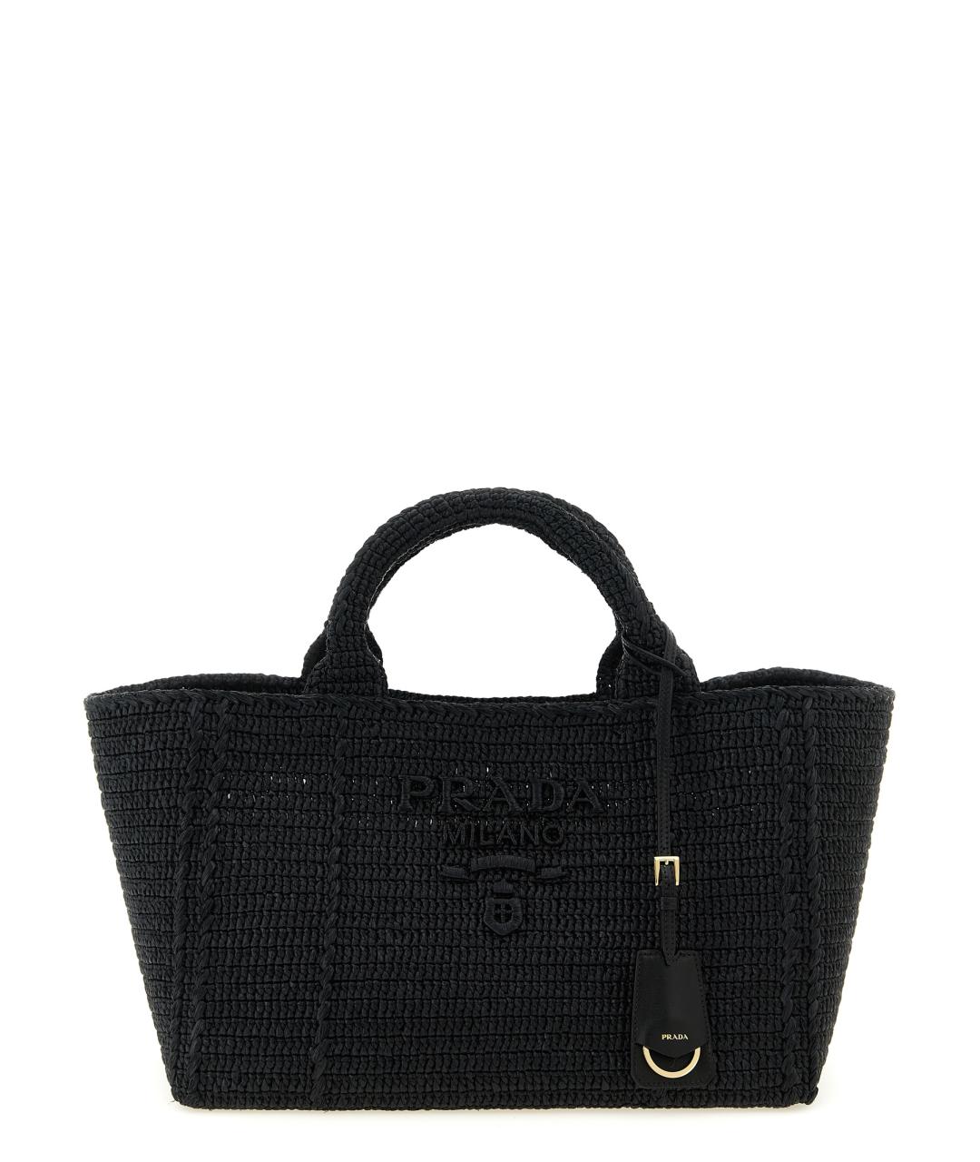 PRADA Черная пелетеная сумка тоут, фото 1
