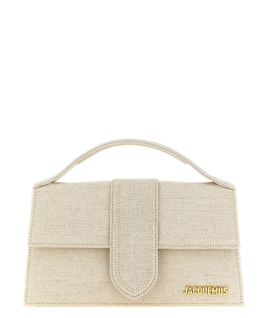 JACQUEMUS Бежевая тканевая сумка с короткими ручками, фото 1