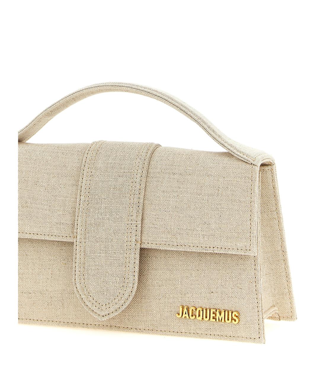 JACQUEMUS Бежевая тканевая сумка с короткими ручками, фото 3