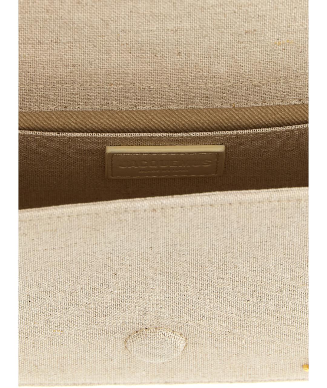 JACQUEMUS Бежевая тканевая сумка с короткими ручками, фото 4