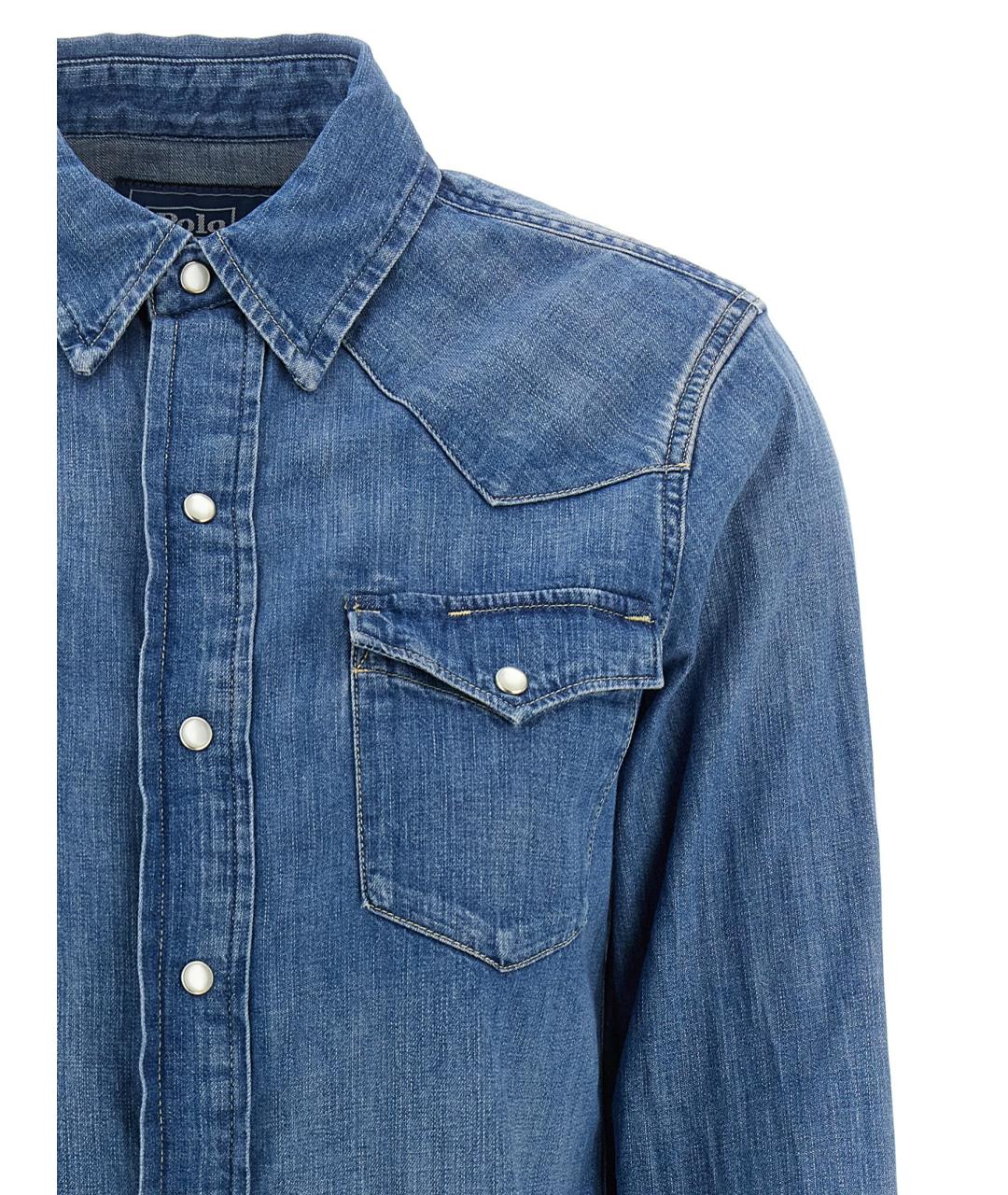 POLO RALPH LAUREN Синяя хлопковая рубашка, фото 3