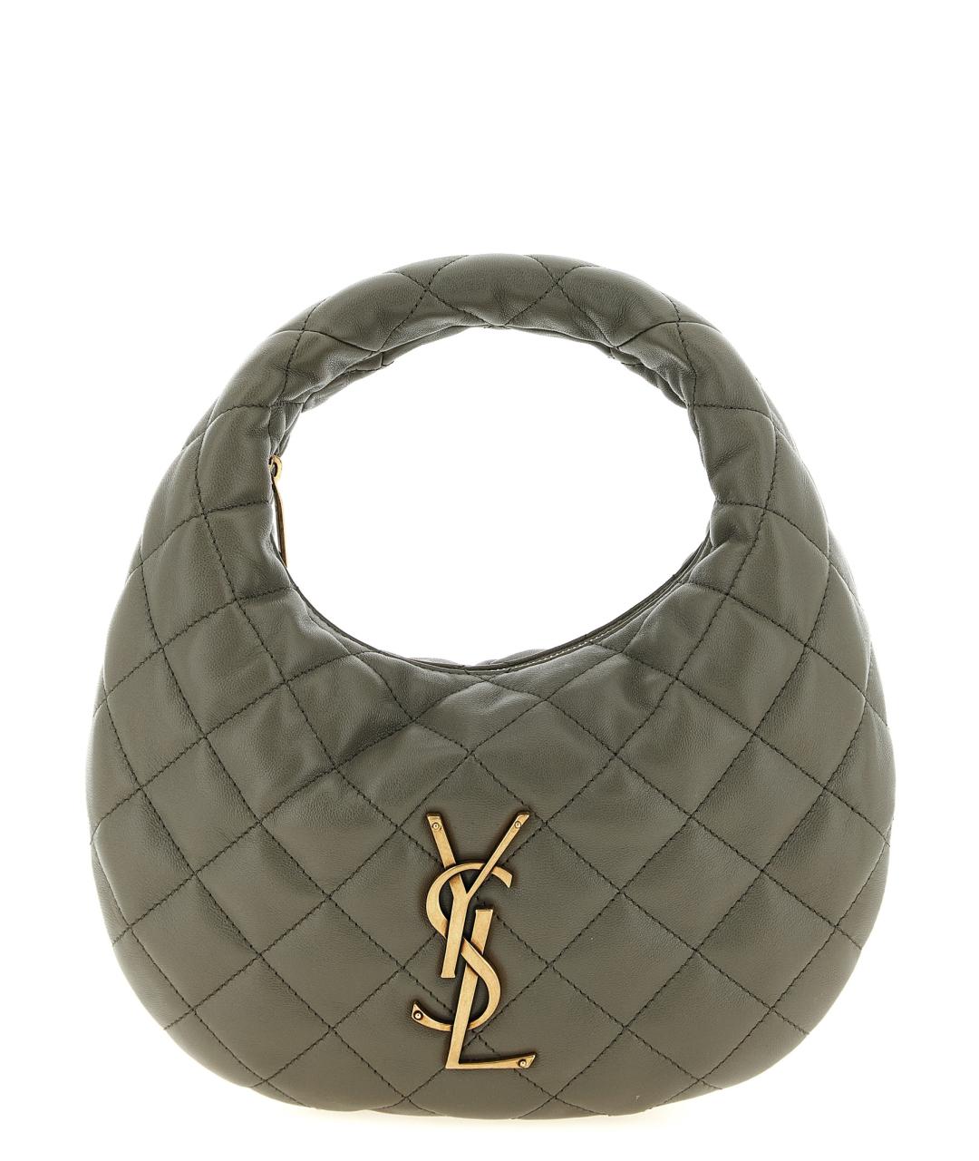 SAINT LAURENT Бежевая кожаная сумка с короткими ручками, фото 1