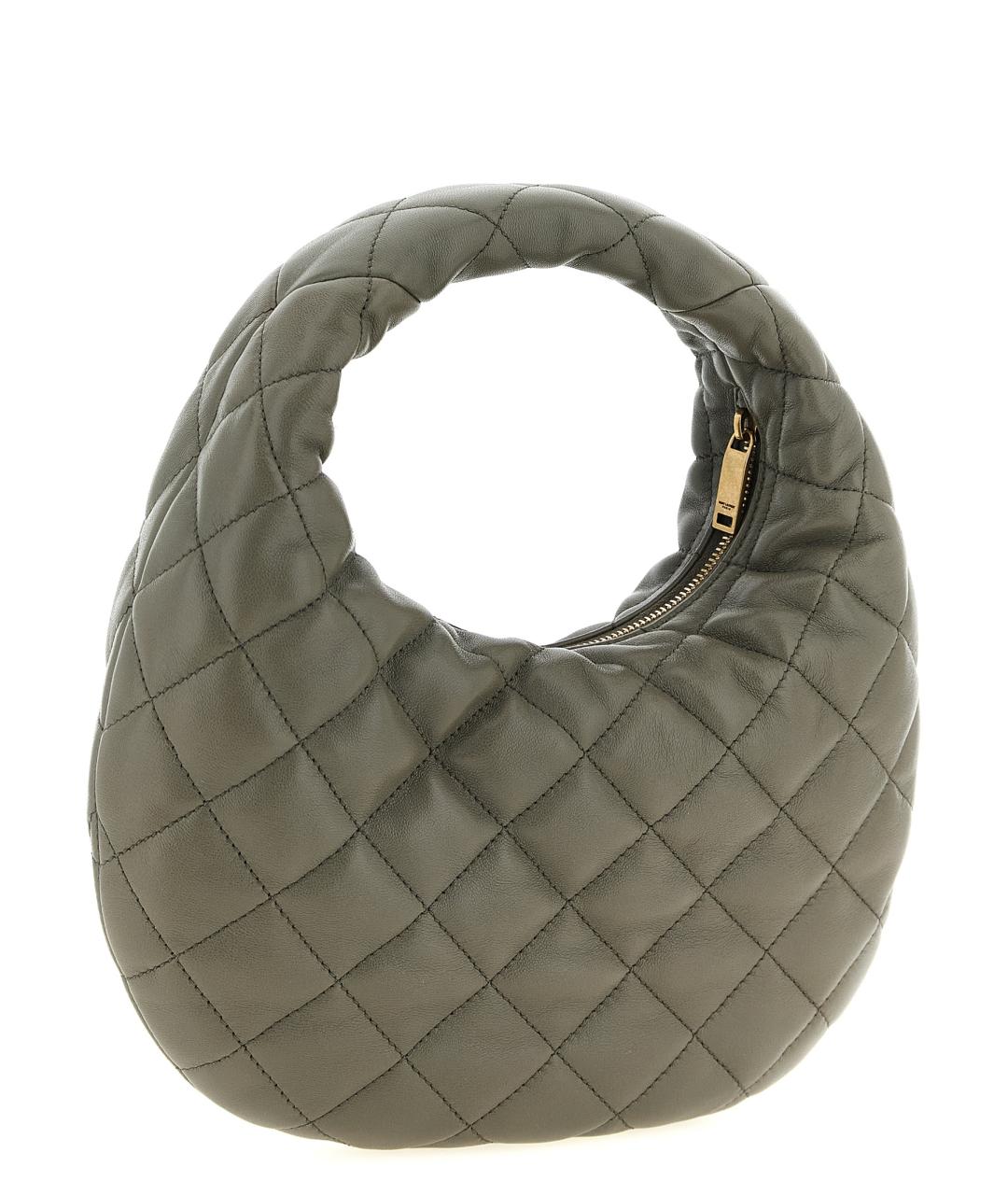 SAINT LAURENT Бежевая кожаная сумка с короткими ручками, фото 2