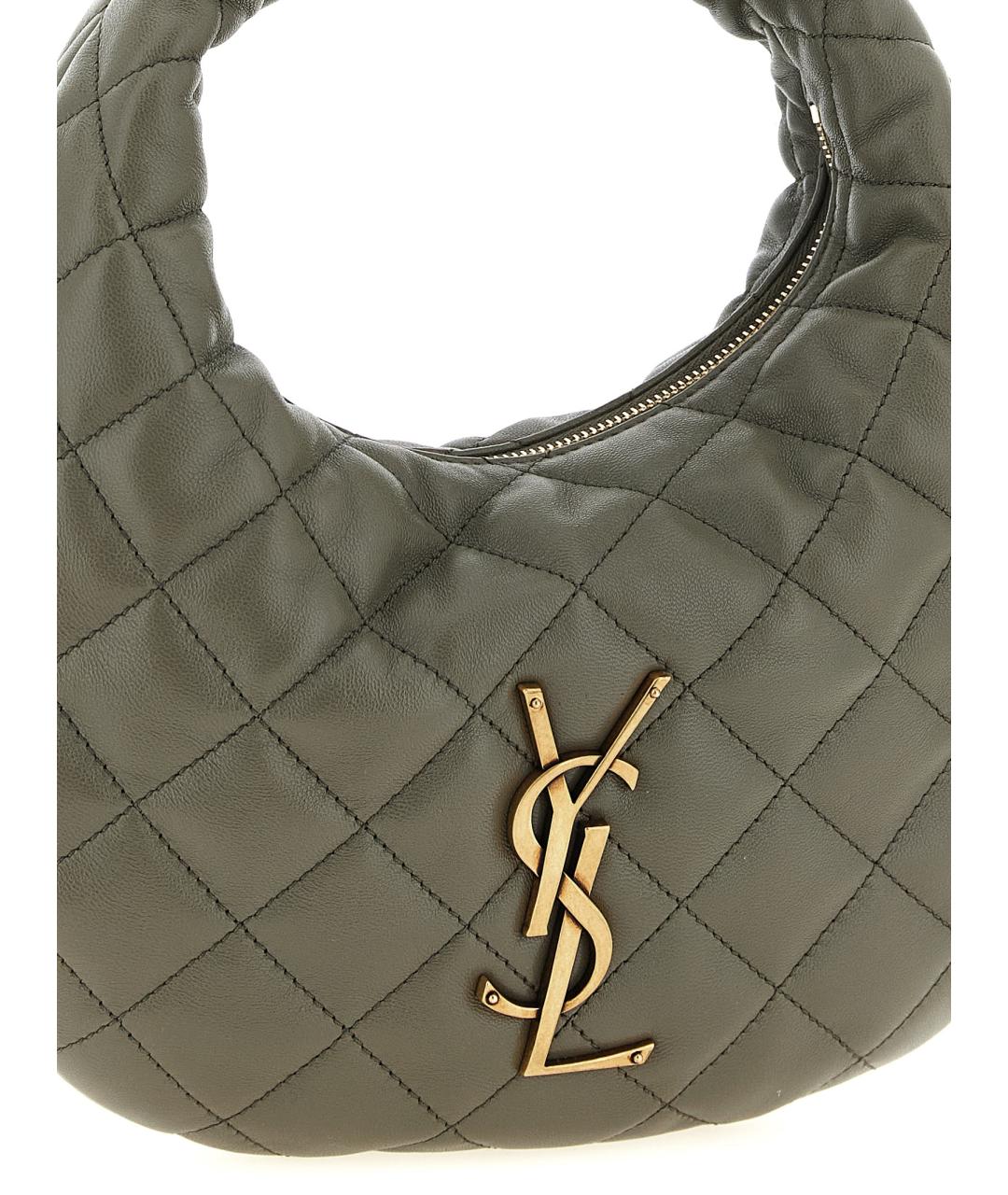 SAINT LAURENT Бежевая кожаная сумка с короткими ручками, фото 3