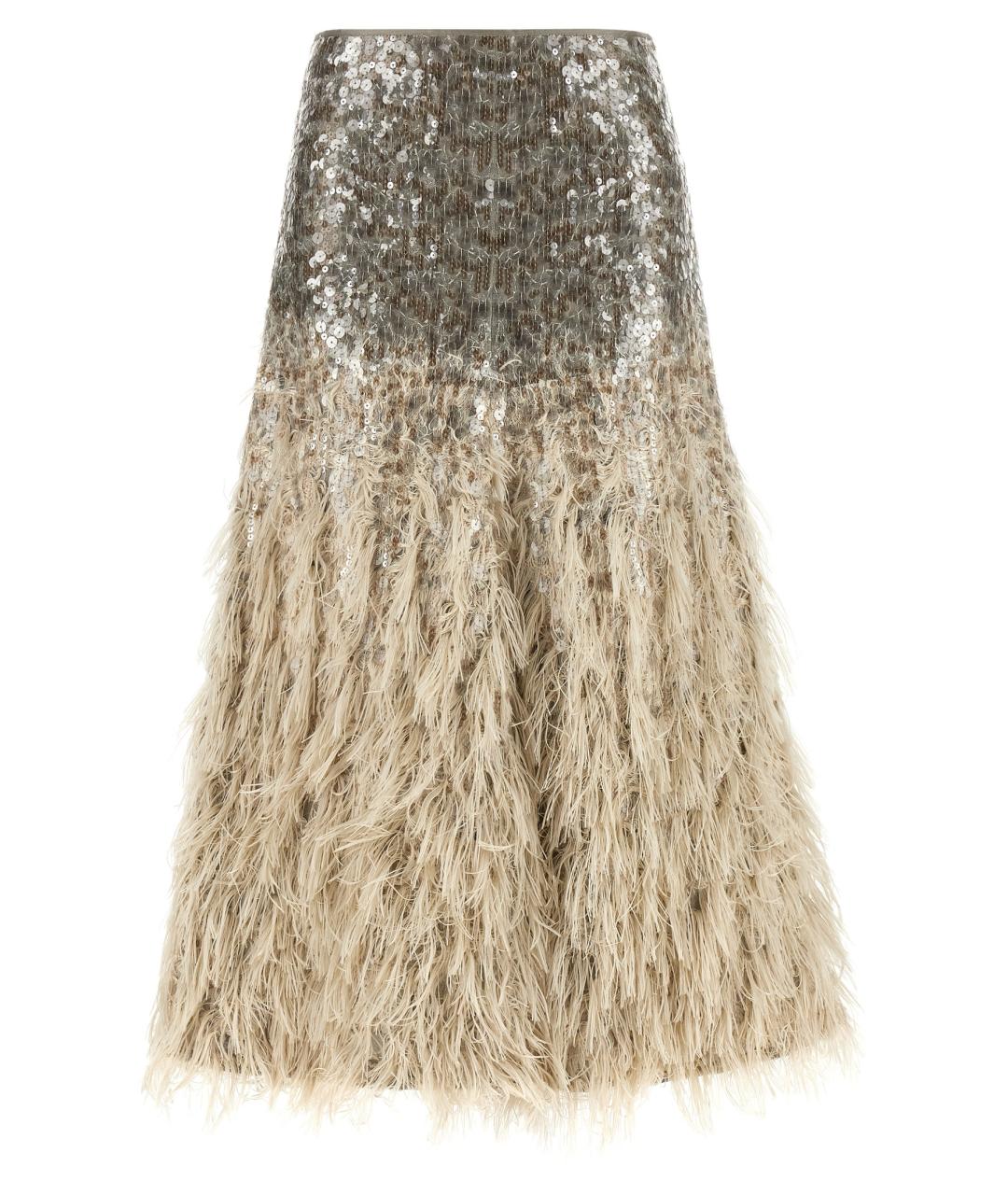 BRUNELLO CUCINELLI Бежевая хлопковая юбка миди, фото 1