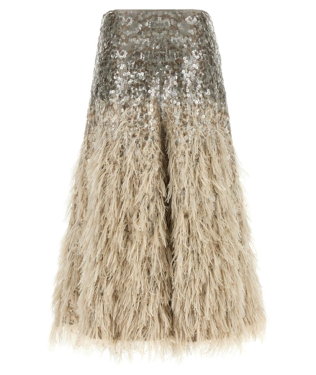 BRUNELLO CUCINELLI Бежевая хлопковая юбка миди, фото 2