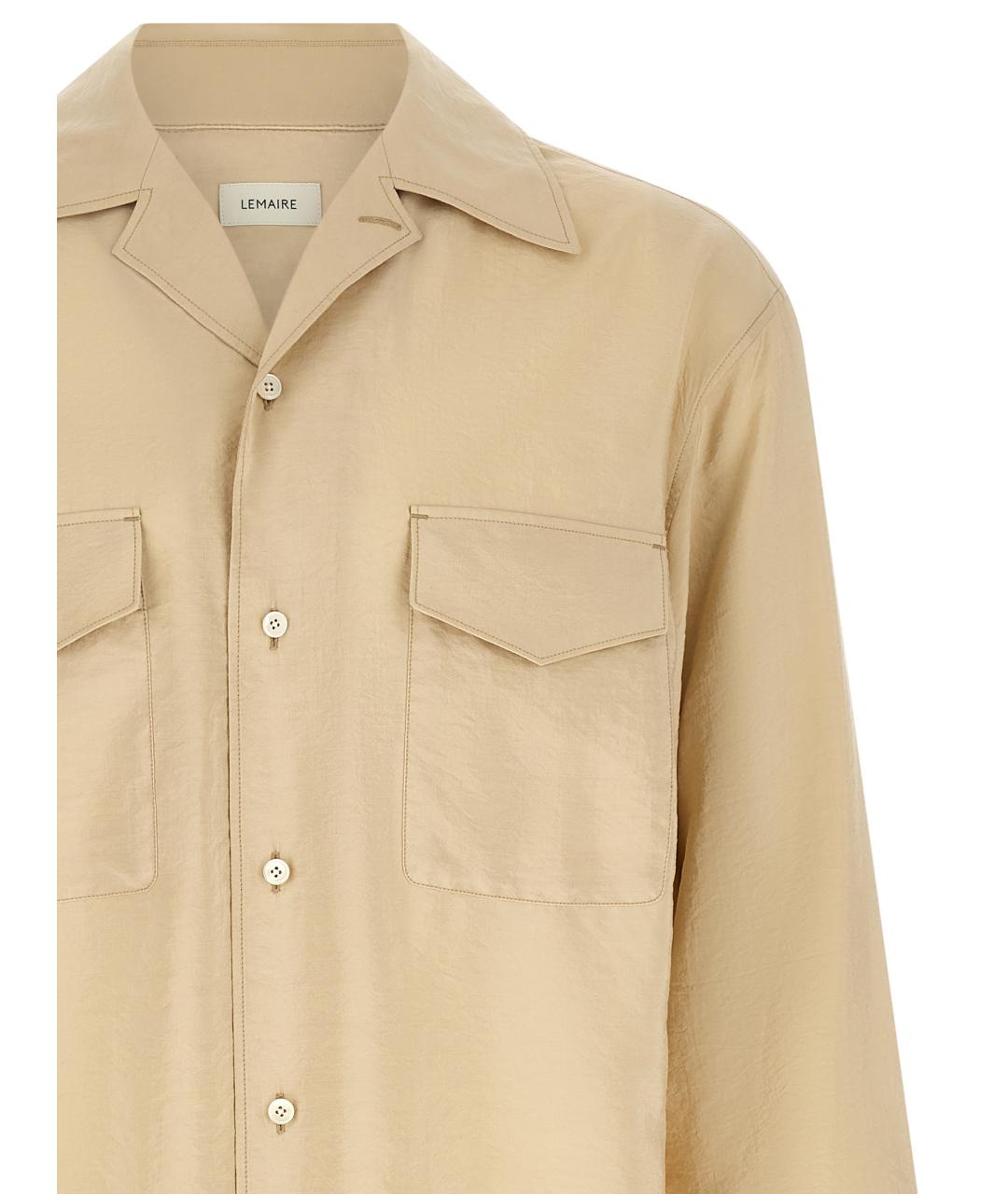 LEMAIRE Бежевая шелковая кэжуал рубашка, фото 3