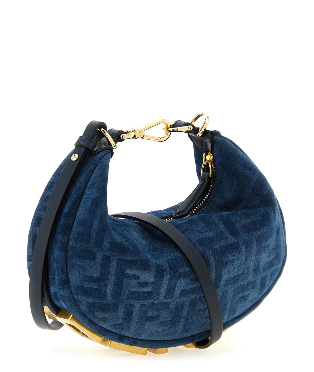 FENDI Синяя тканевая сумка с короткими ручками, фото 2