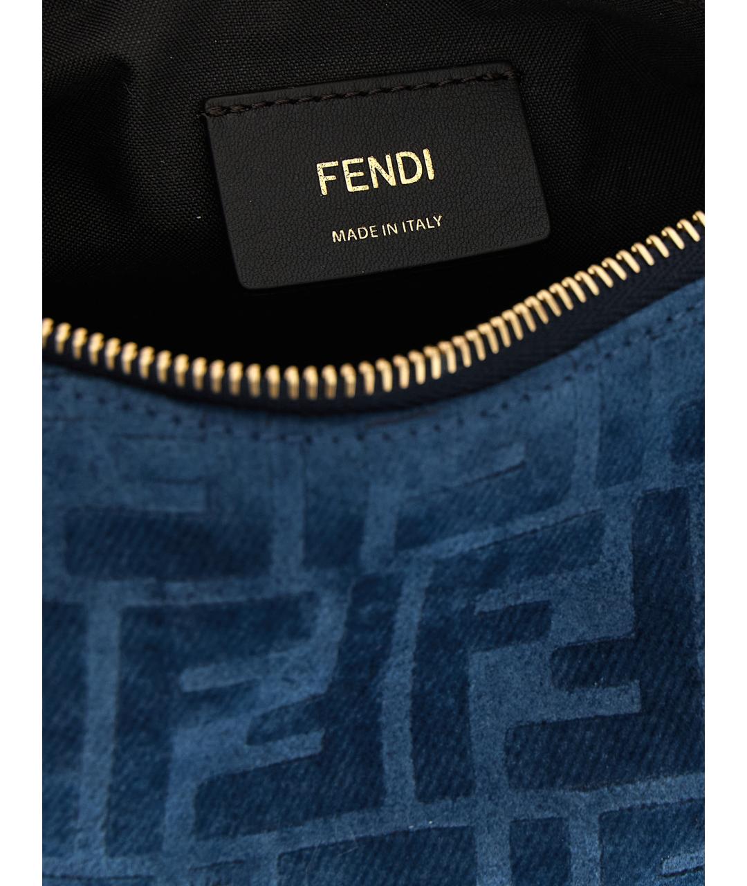 FENDI Синяя тканевая сумка с короткими ручками, фото 4