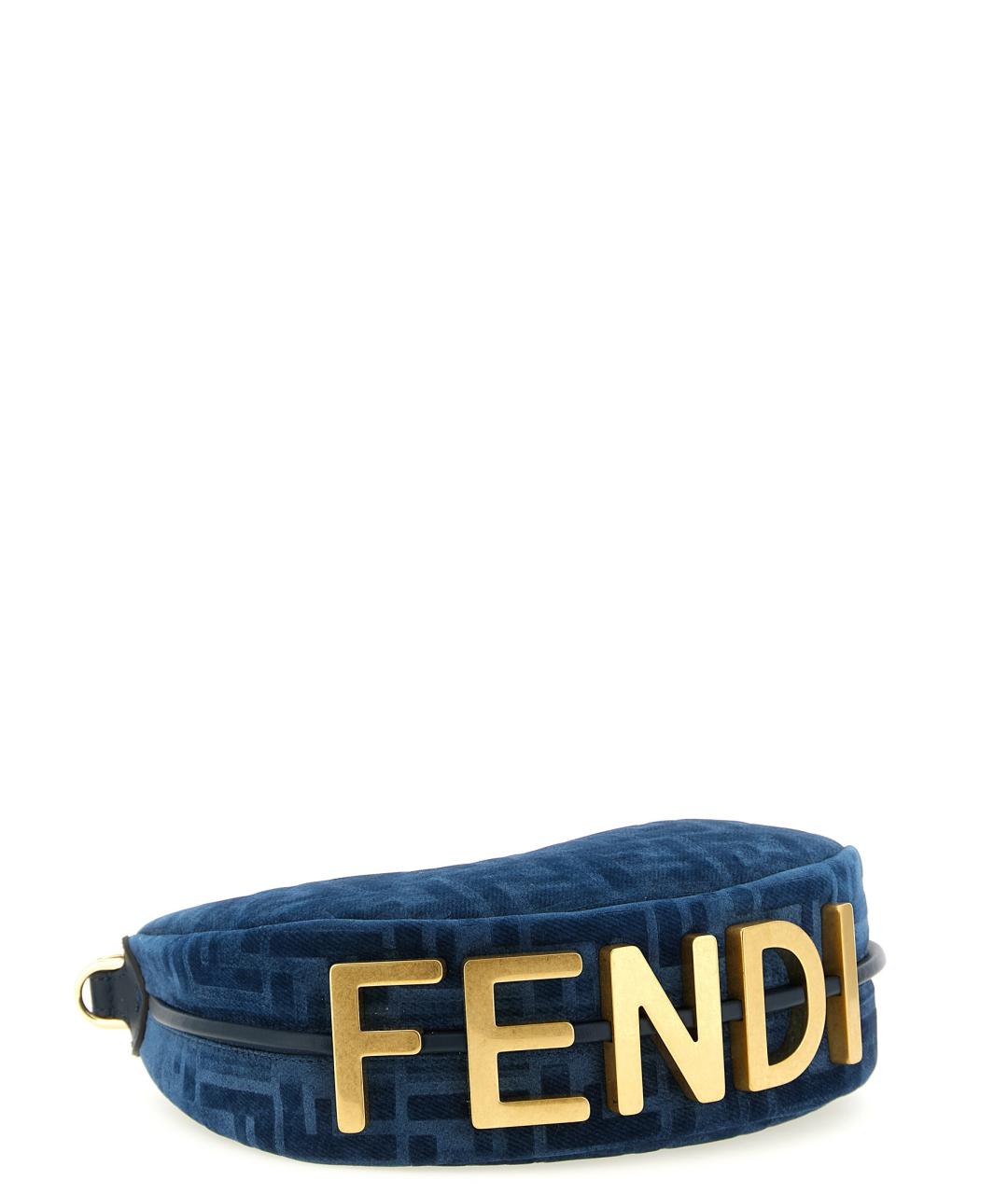 FENDI Синяя тканевая сумка с короткими ручками, фото 3
