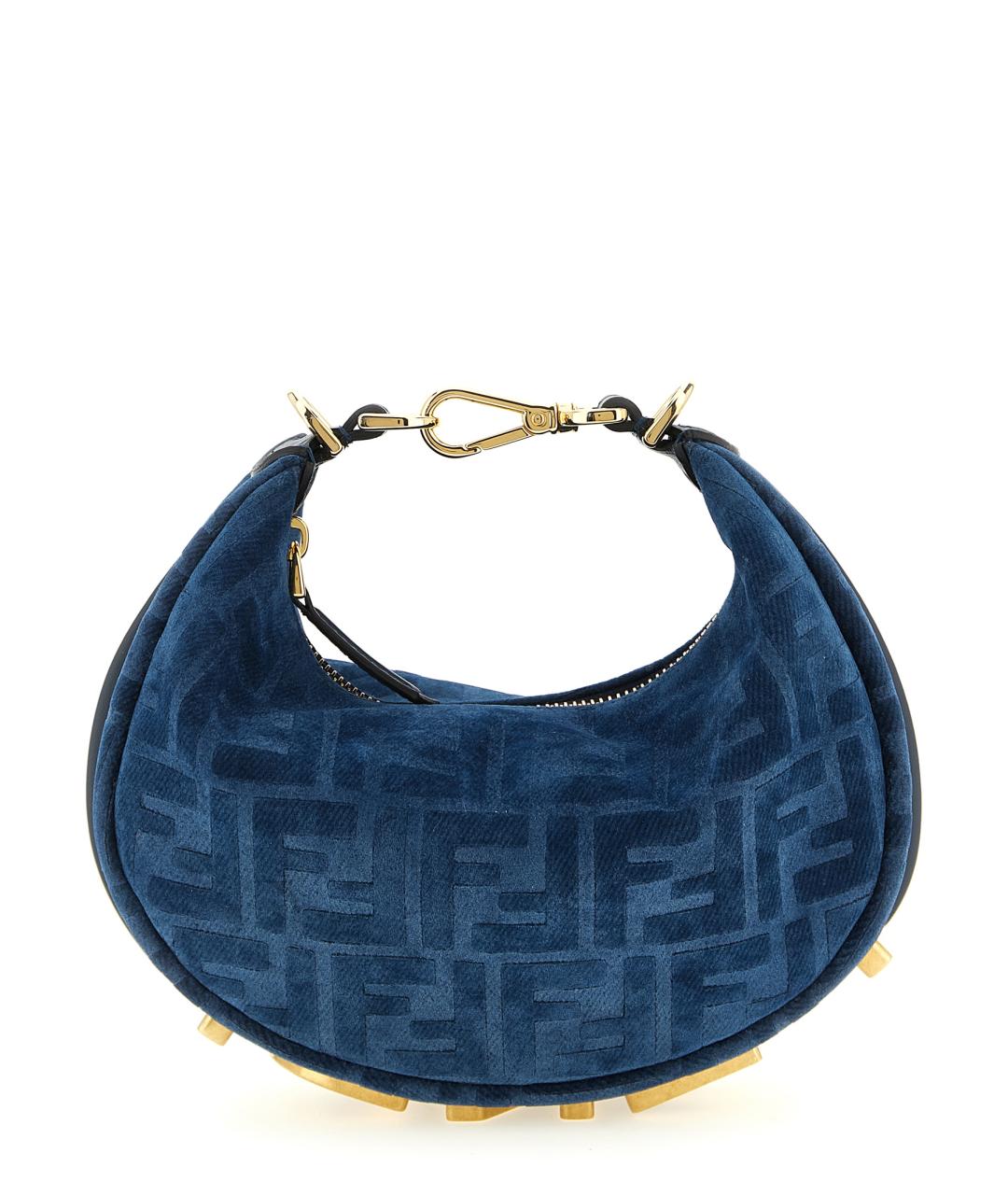 FENDI Синяя тканевая сумка с короткими ручками, фото 1