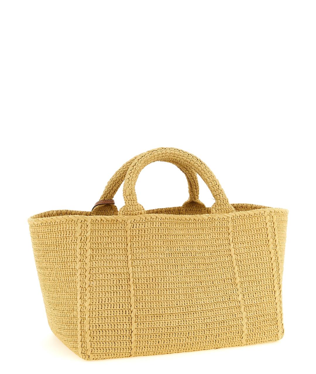 PRADA Бежевая пелетеная сумка тоут, фото 2