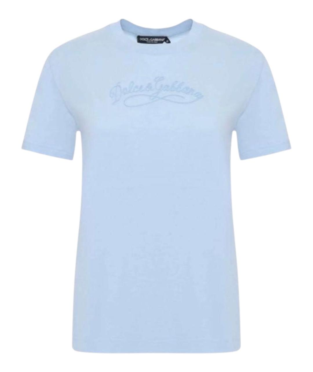 DOLCE&GABBANA Голубая хлопковая футболка, фото 1