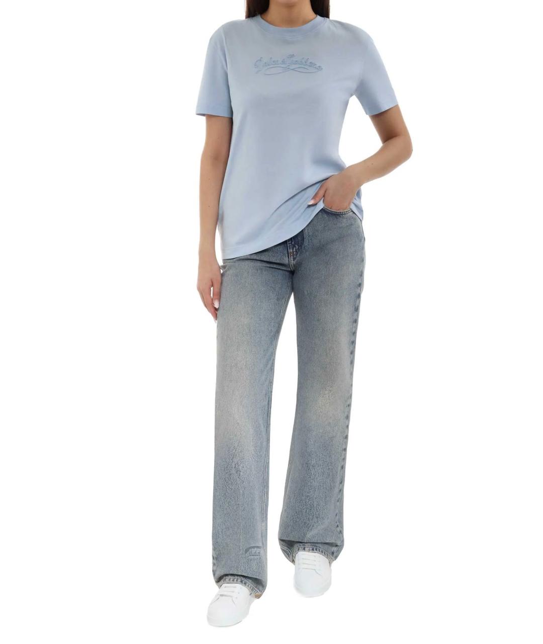 DOLCE&GABBANA Голубая хлопковая футболка, фото 4