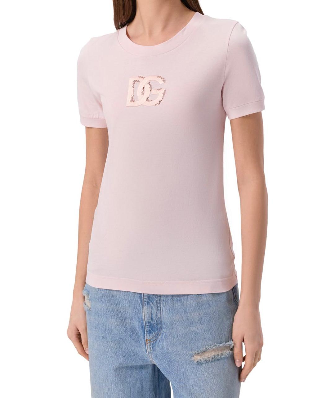 DOLCE&GABBANA Розовая хлопковая футболка, фото 2