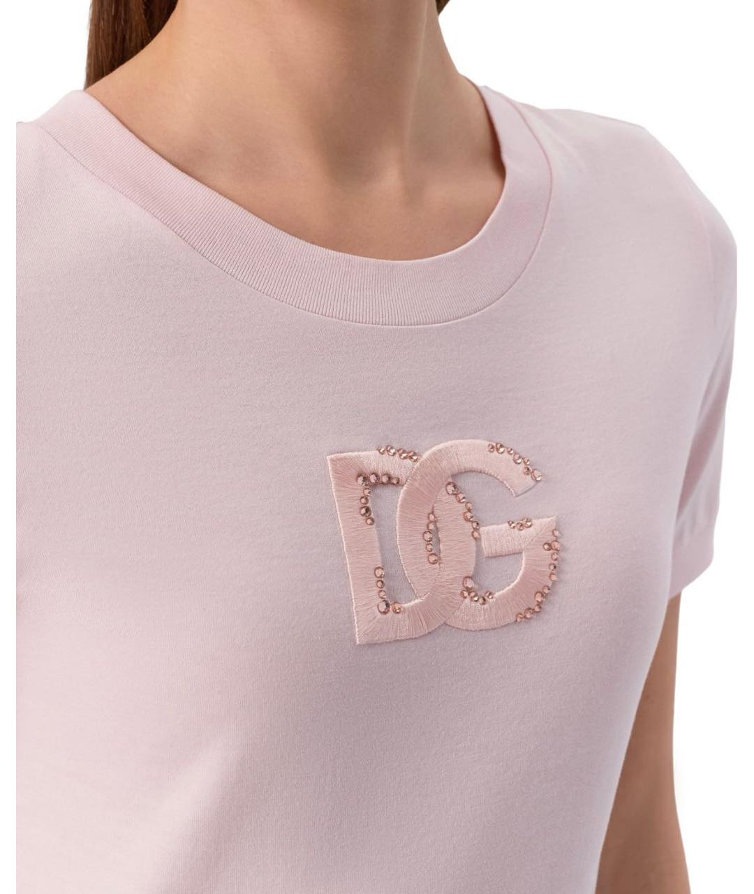 DOLCE&GABBANA Розовая хлопковая футболка, фото 4