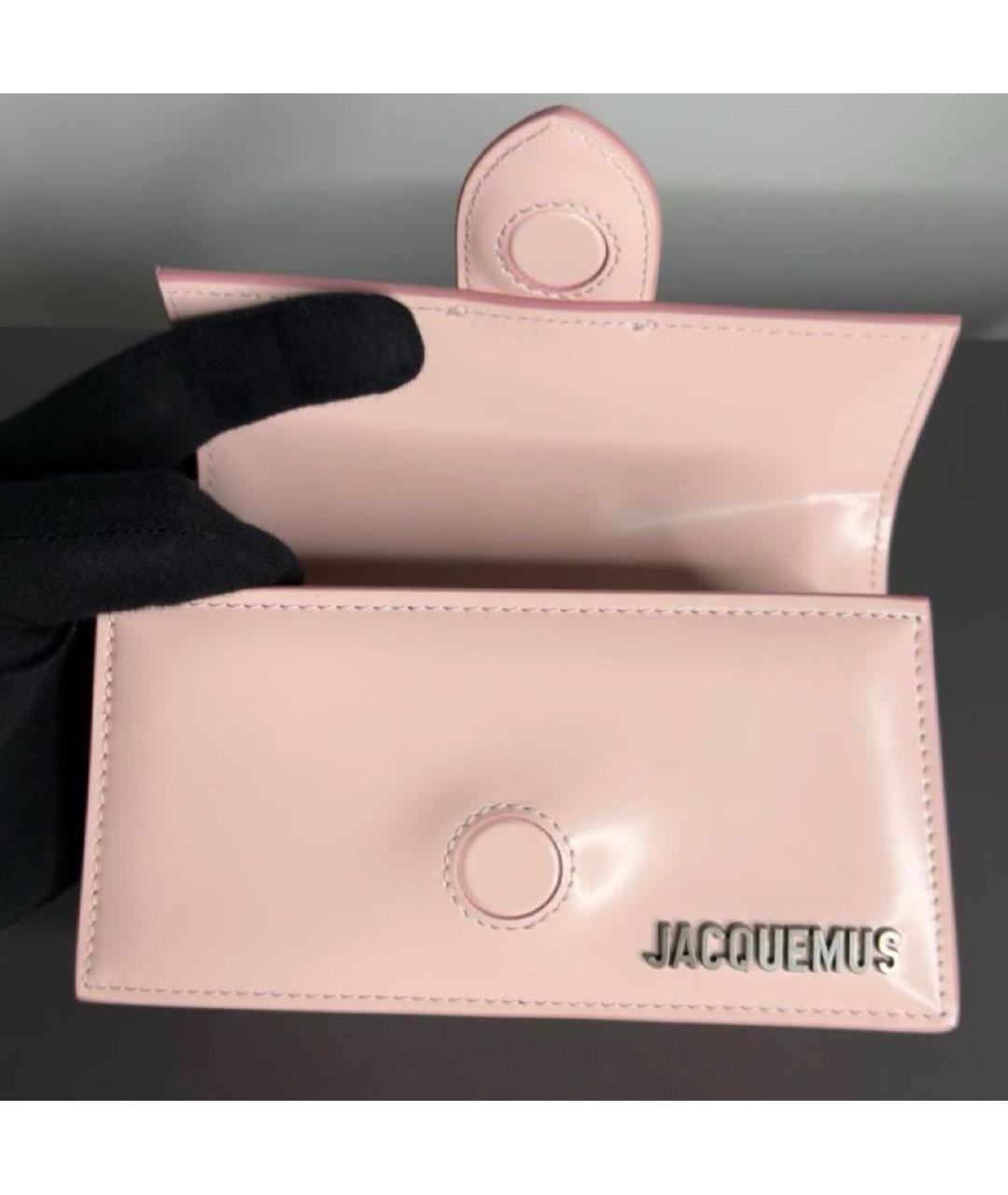 JACQUEMUS Розовая сумка с короткими ручками из лакированной кожи, фото 4