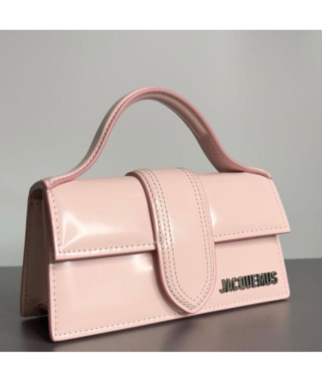 JACQUEMUS Розовая сумка с короткими ручками из лакированной кожи, фото 2