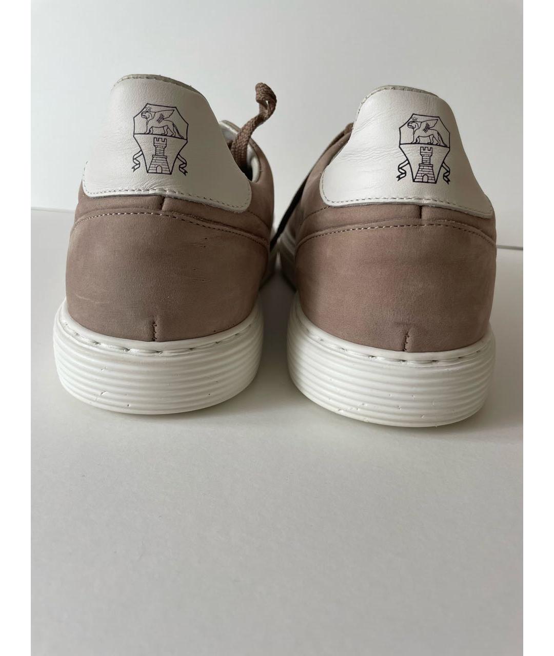 BRUNELLO CUCINELLI Бежевые замшевые низкие кроссовки / кеды, фото 4