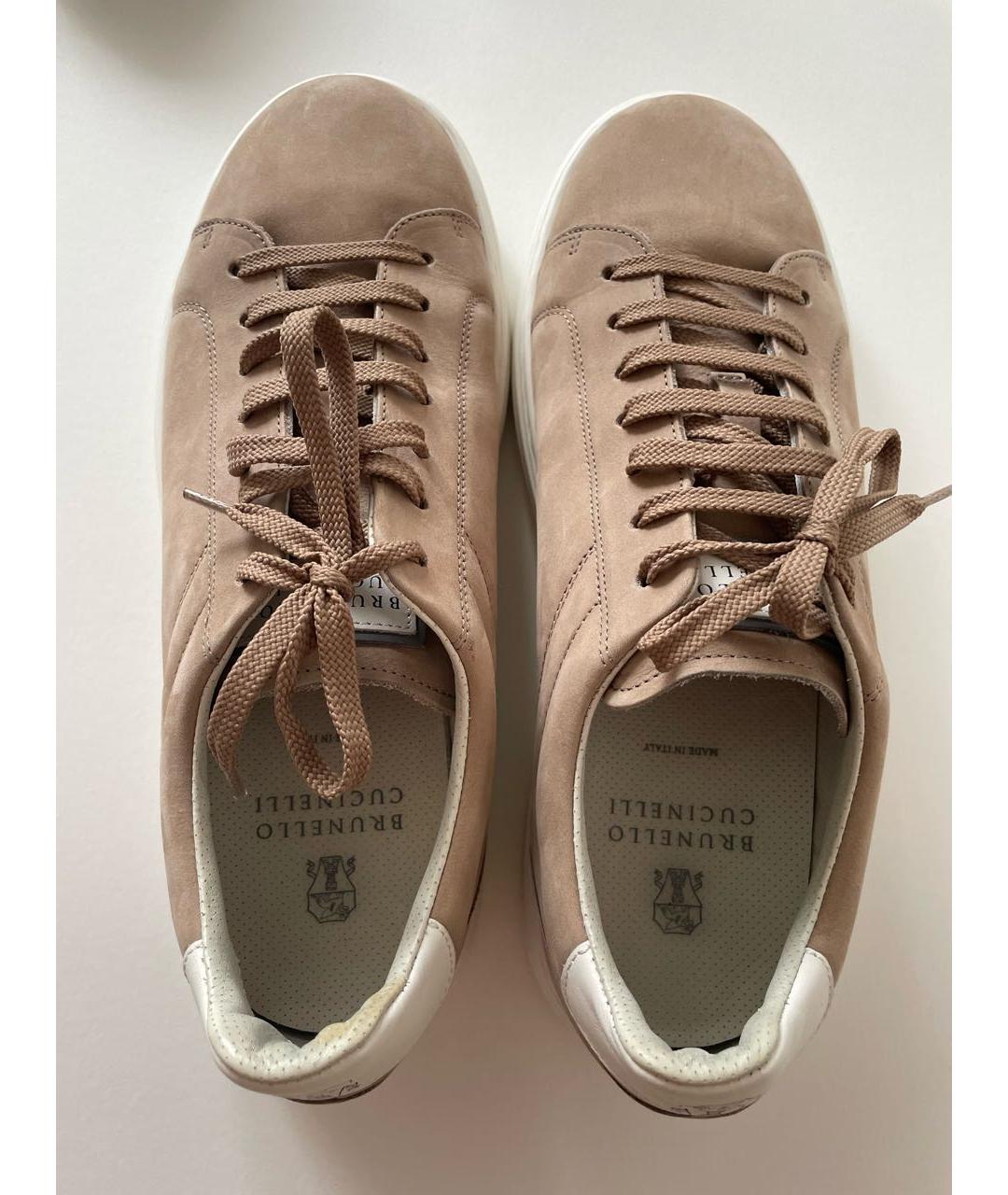 BRUNELLO CUCINELLI Бежевые замшевые низкие кроссовки / кеды, фото 3