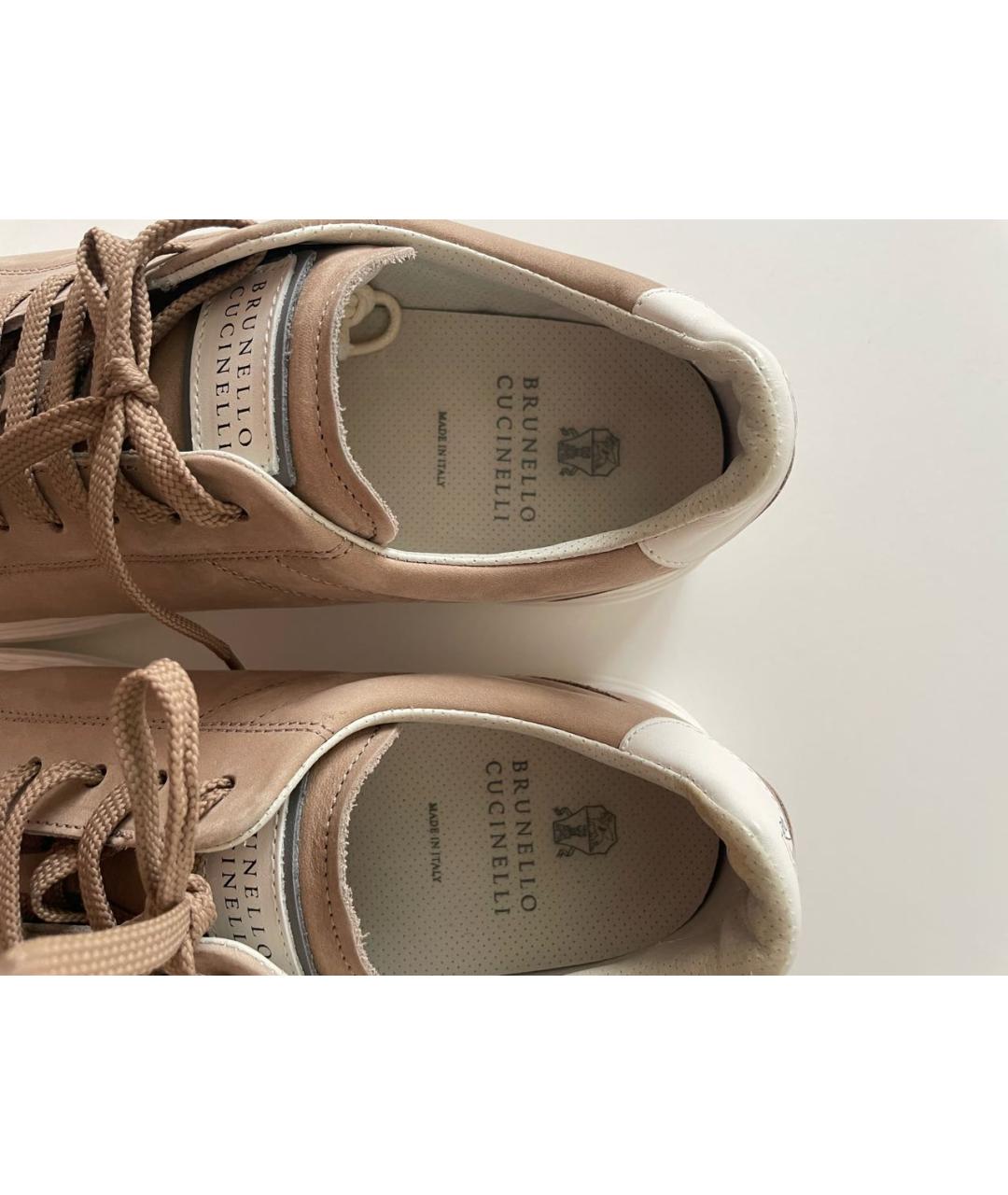 BRUNELLO CUCINELLI Бежевые замшевые низкие кроссовки / кеды, фото 6