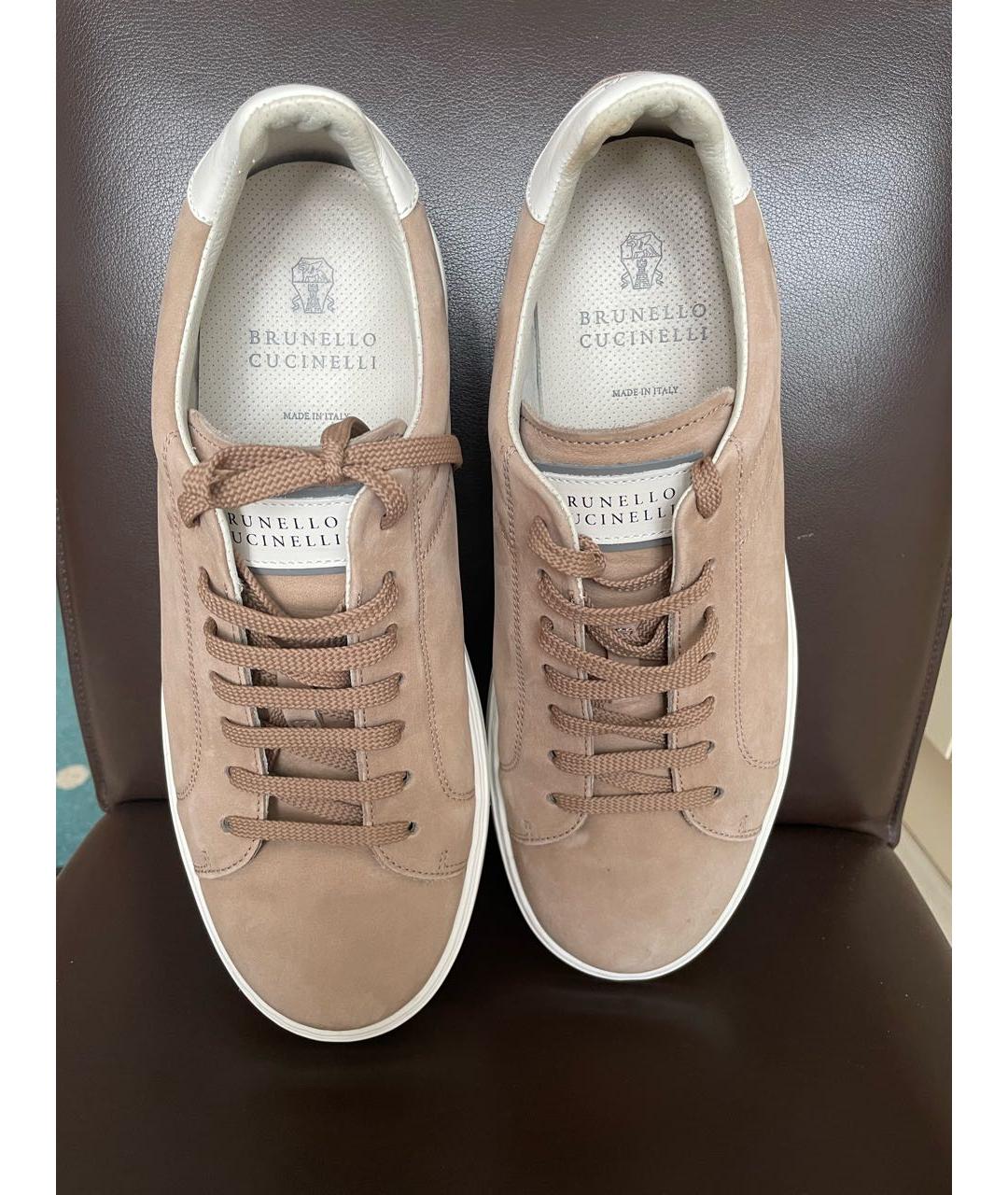 BRUNELLO CUCINELLI Бежевые замшевые низкие кроссовки / кеды, фото 2
