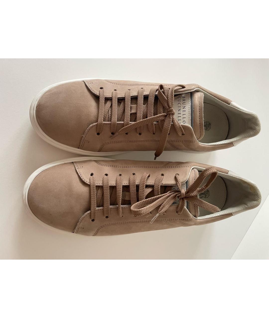 BRUNELLO CUCINELLI Бежевые замшевые низкие кроссовки / кеды, фото 5