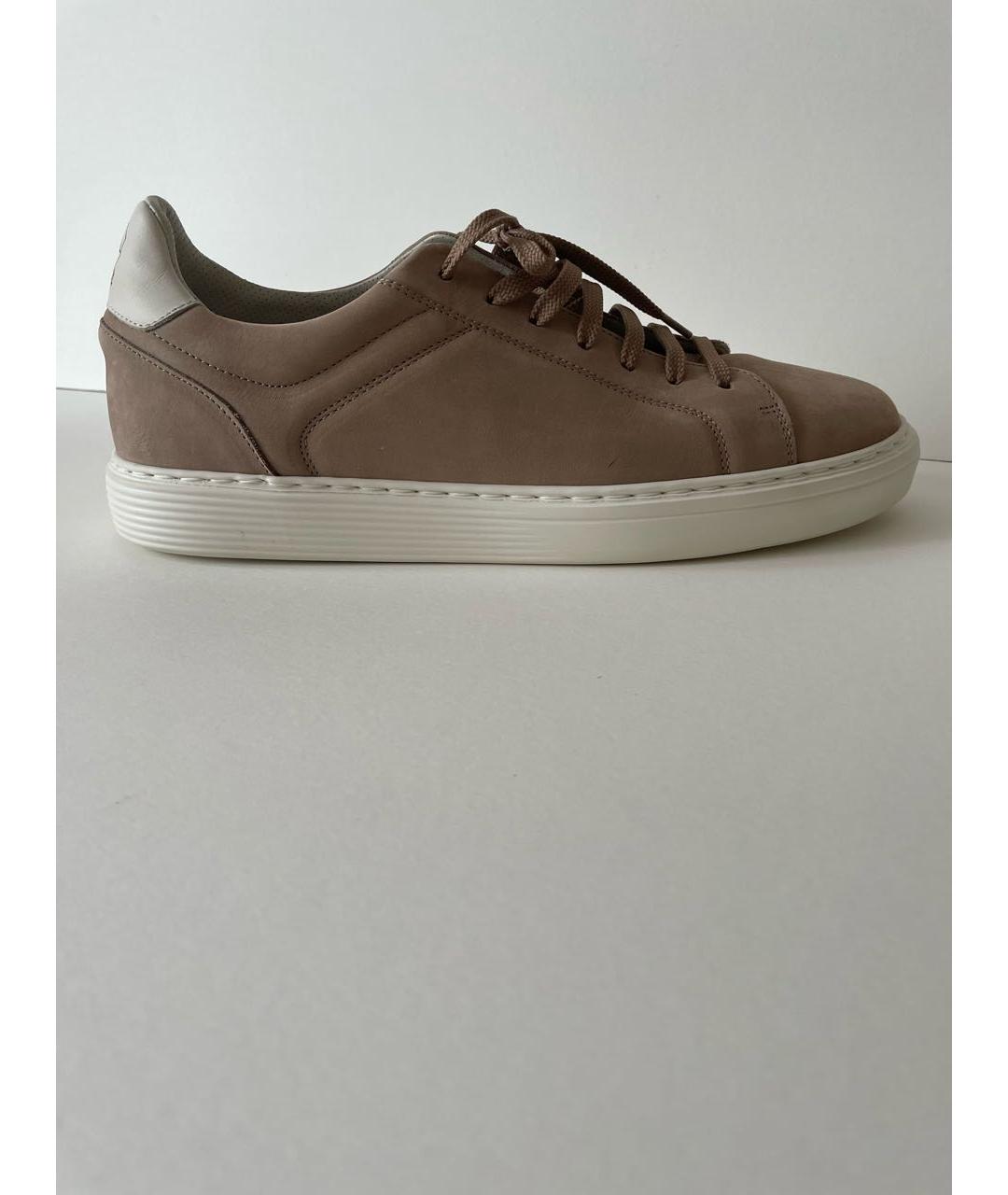 BRUNELLO CUCINELLI Бежевые замшевые низкие кроссовки / кеды, фото 7