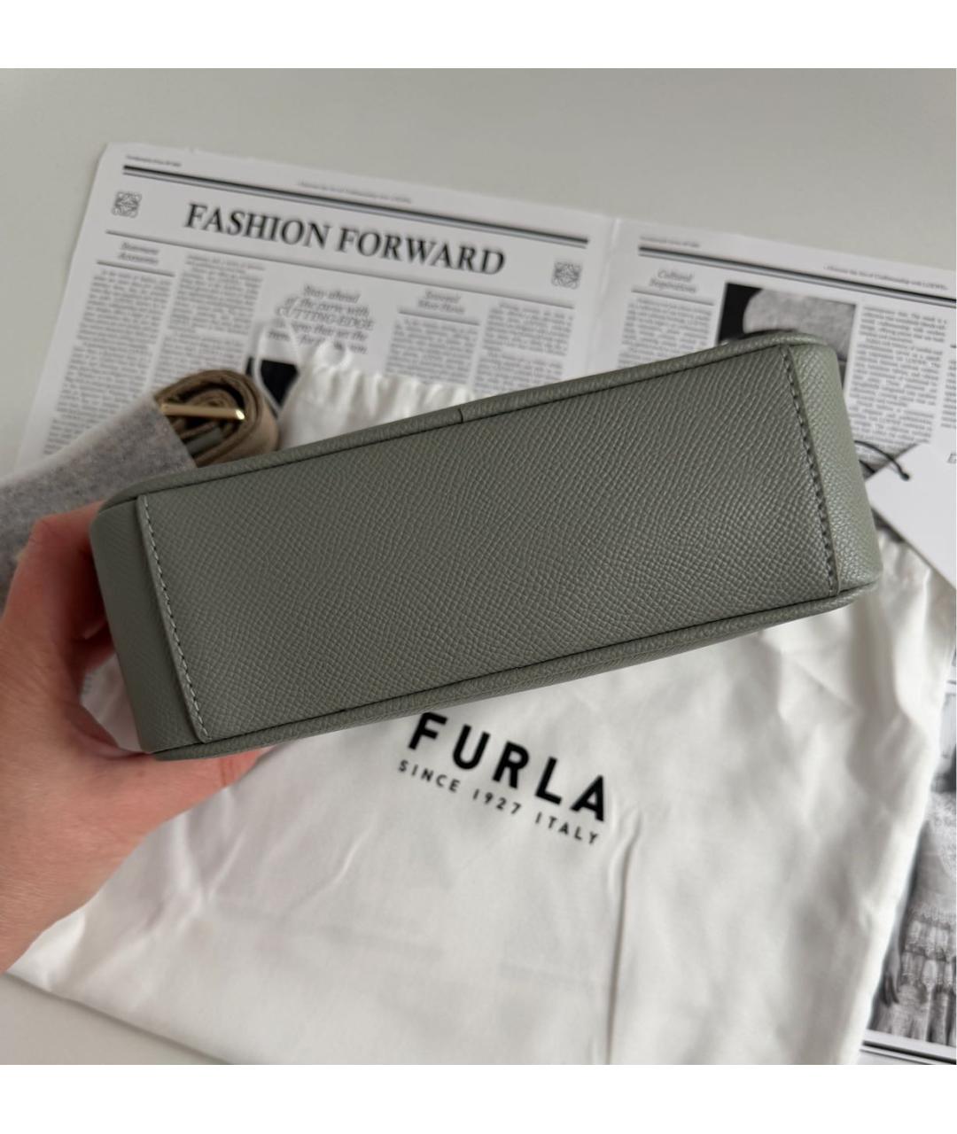 FURLA Зеленая кожаная сумка через плечо, фото 6
