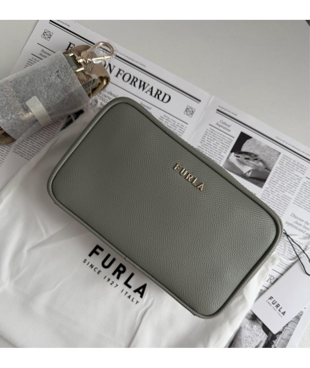 FURLA Зеленая кожаная сумка через плечо, фото 2