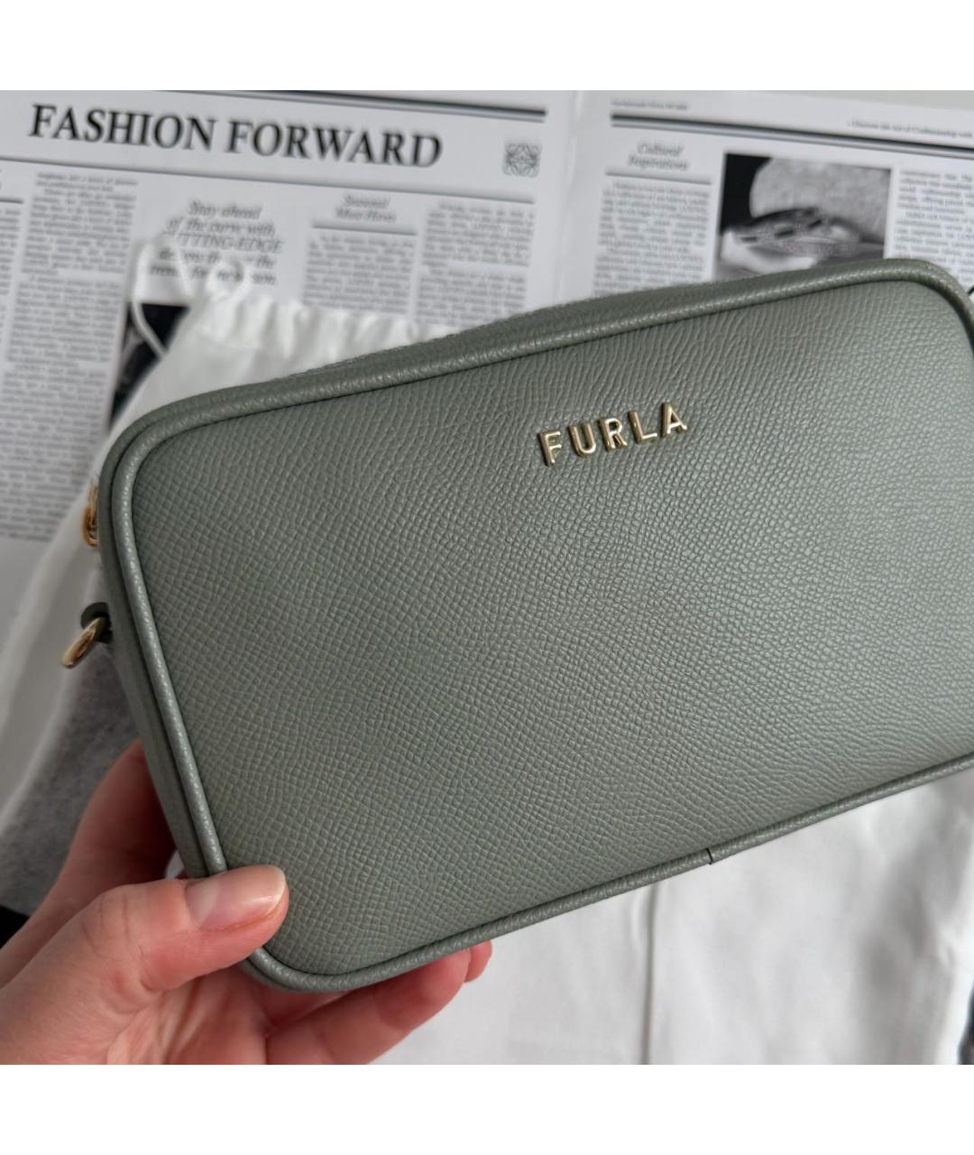 FURLA Зеленая кожаная сумка через плечо, фото 7