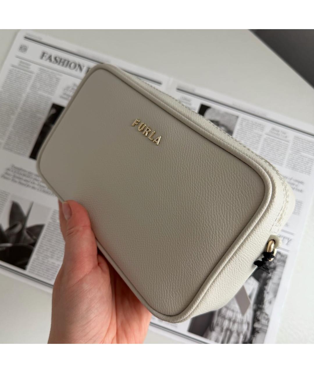 FURLA Белая кожаная сумка через плечо, фото 5