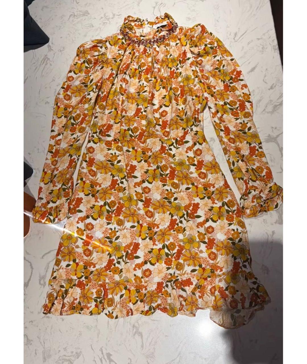 SANDRO Оранжевое хлопковое повседневное платье, фото 3