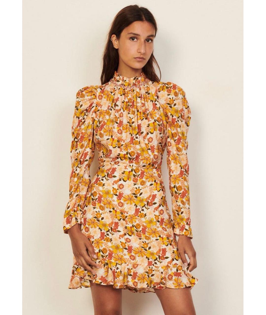 SANDRO Оранжевое хлопковое повседневное платье, фото 6