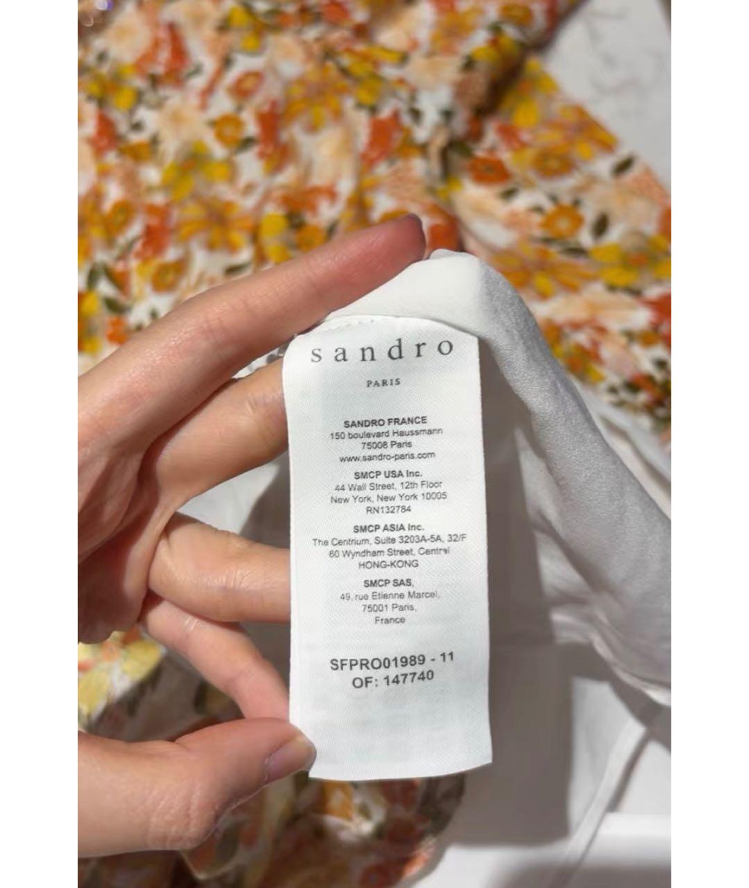 SANDRO Оранжевое хлопковое повседневное платье, фото 4