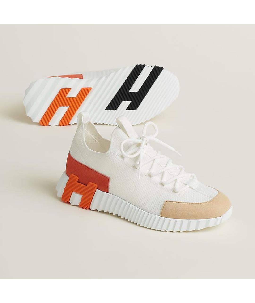 HERMES Белые текстильные кроссовки, фото 3