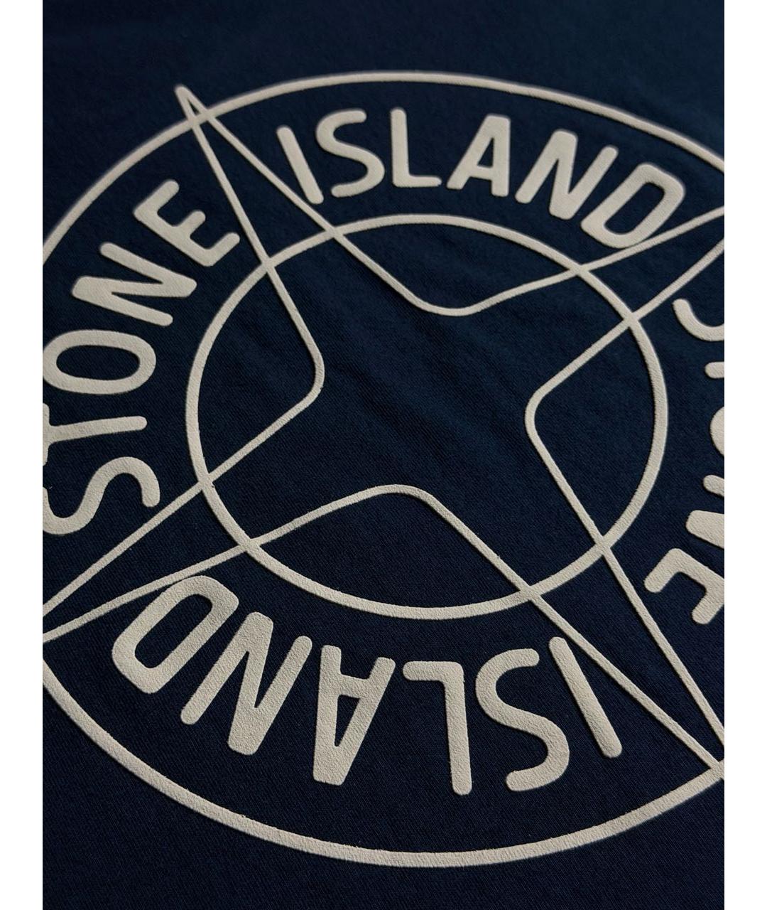 STONE ISLAND Темно-синяя хлопковая футболка, фото 5