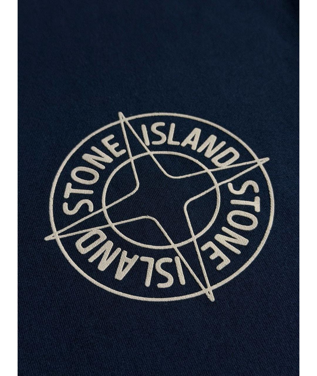 STONE ISLAND Темно-синяя хлопковая футболка, фото 4