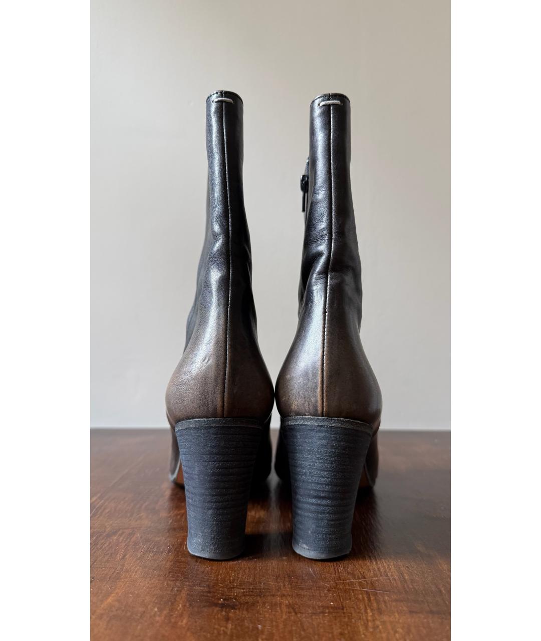MAISON MARGIELA Черные кожаные ботинки, фото 4