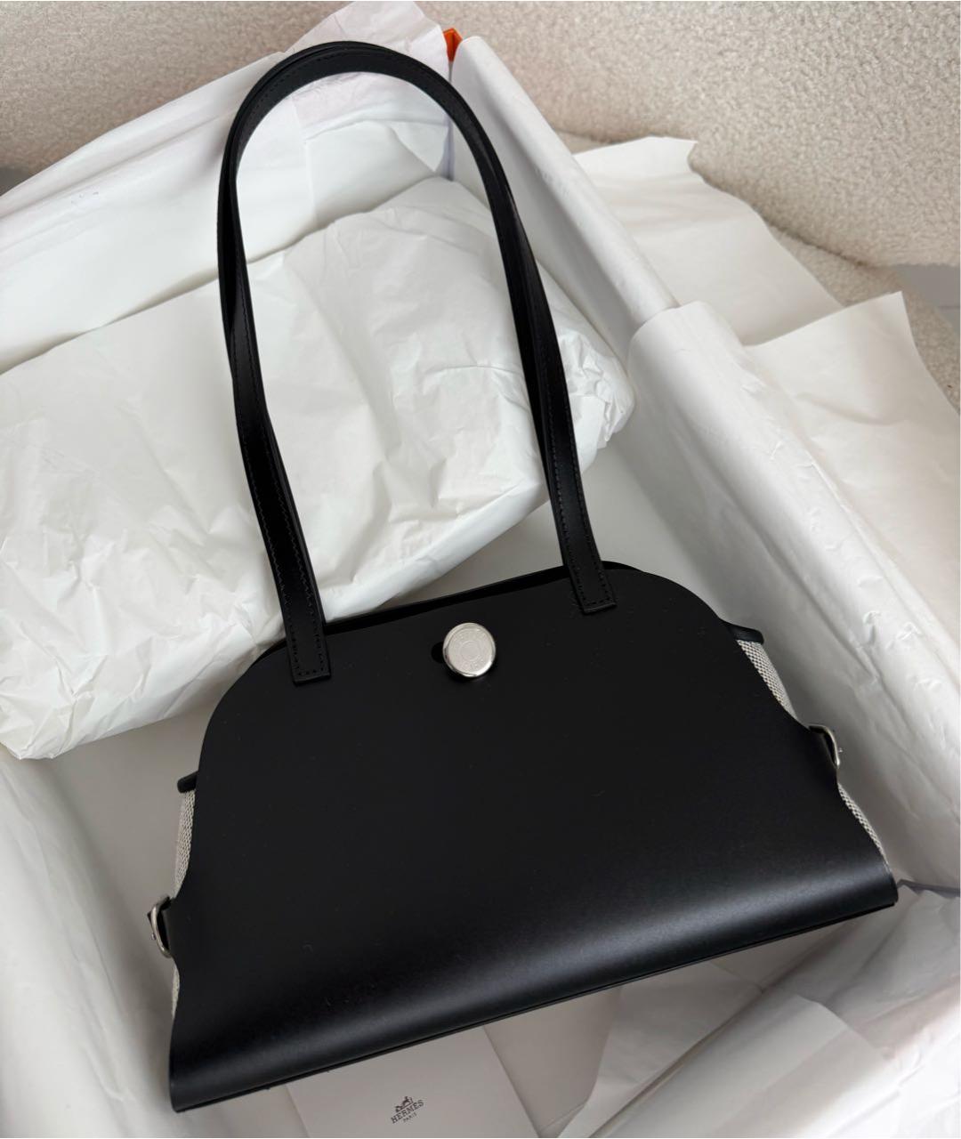 HERMES Черная кожаная сумка через плечо, фото 2