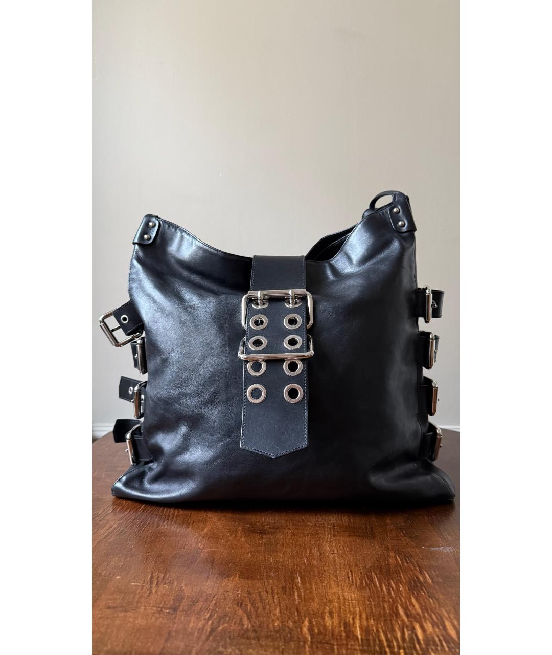 DOLCE&GABBANA Черная кожаная сумка тоут, фото 6