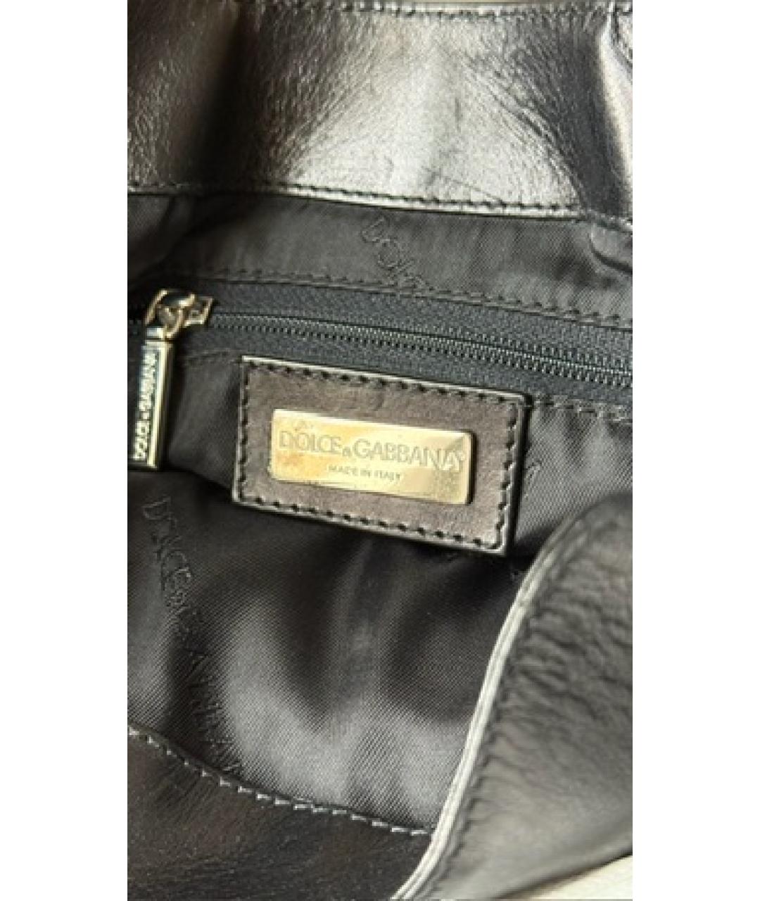 DOLCE&GABBANA Черная кожаная сумка тоут, фото 5