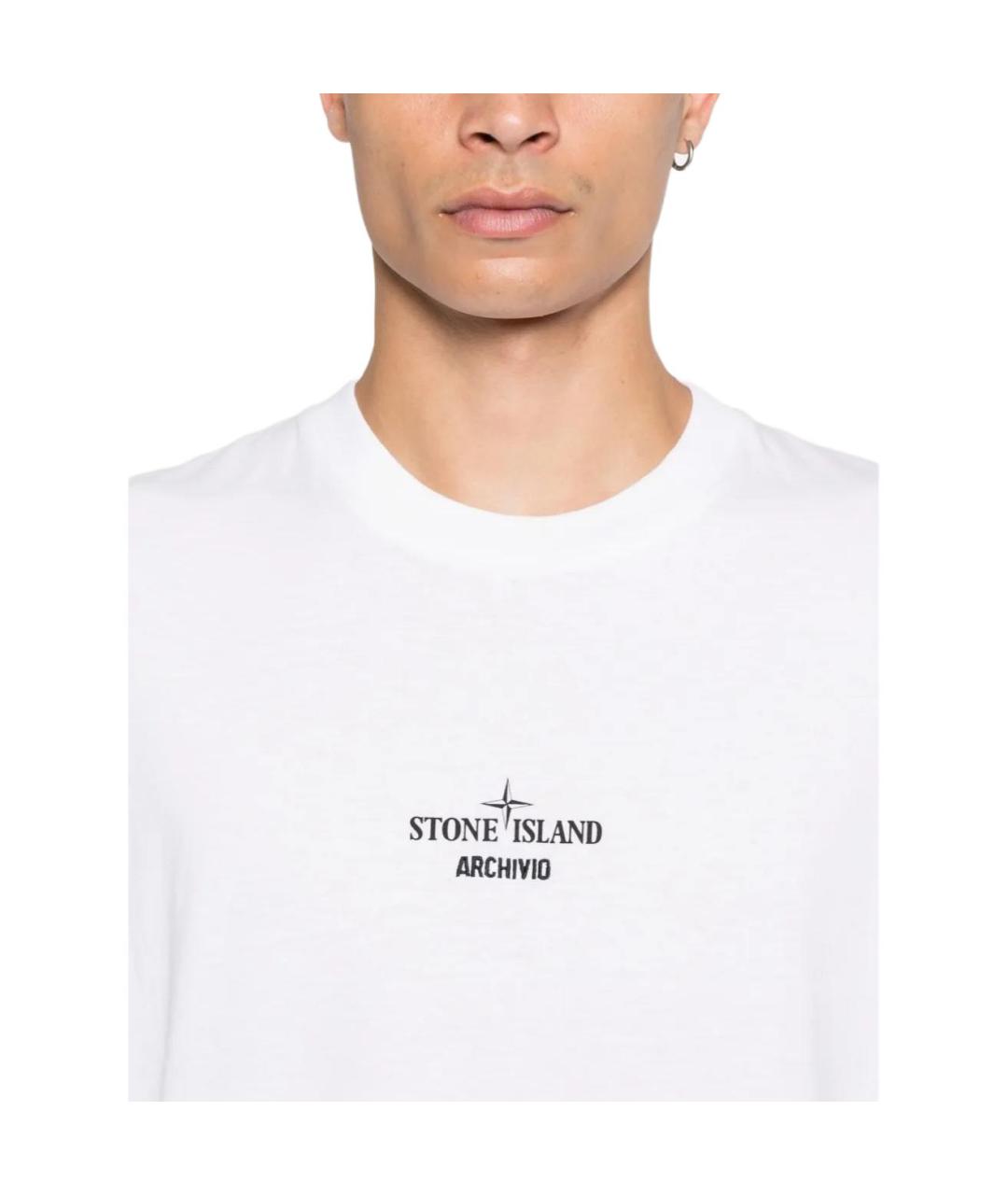 STONE ISLAND Белая футболка, фото 3