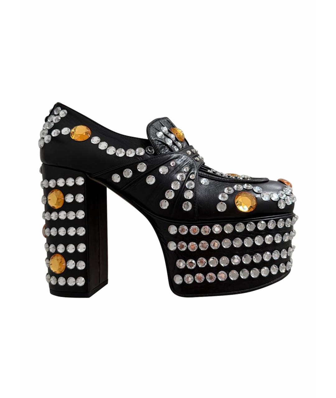 GUCCI Черные кожаные туфли, фото 1