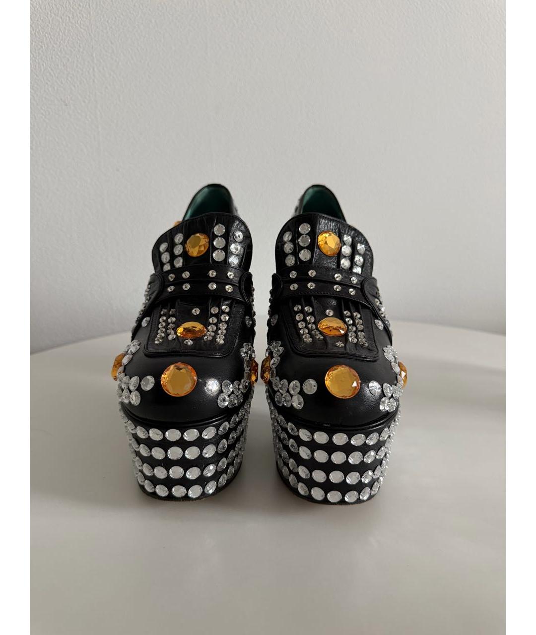 GUCCI Черные кожаные туфли, фото 2