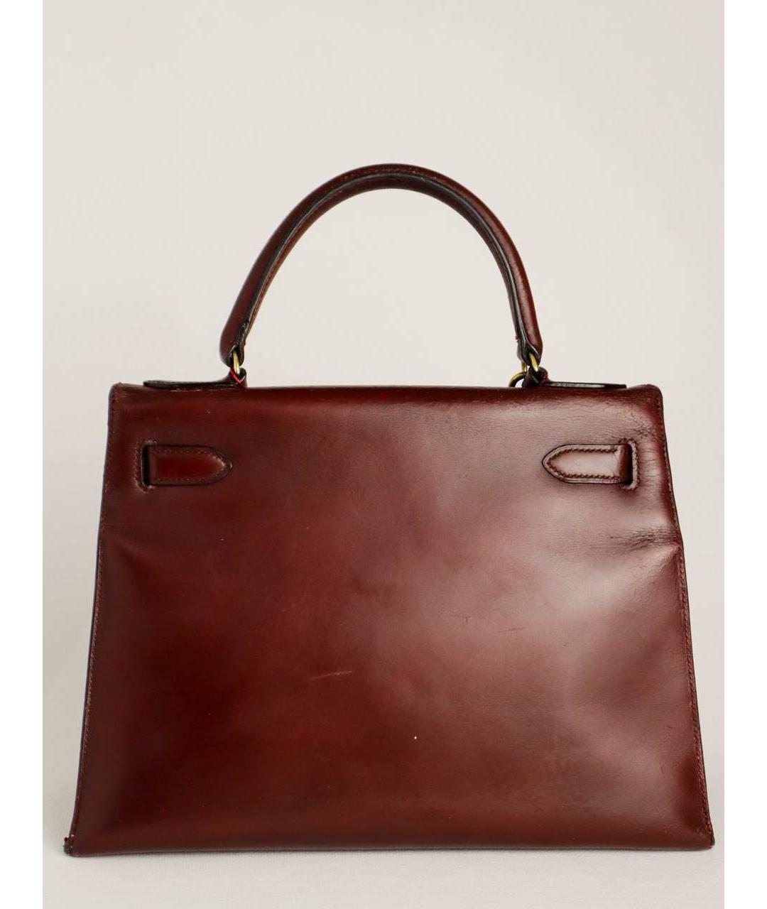 HERMES Бордовая кожаная сумка с короткими ручками, фото 3