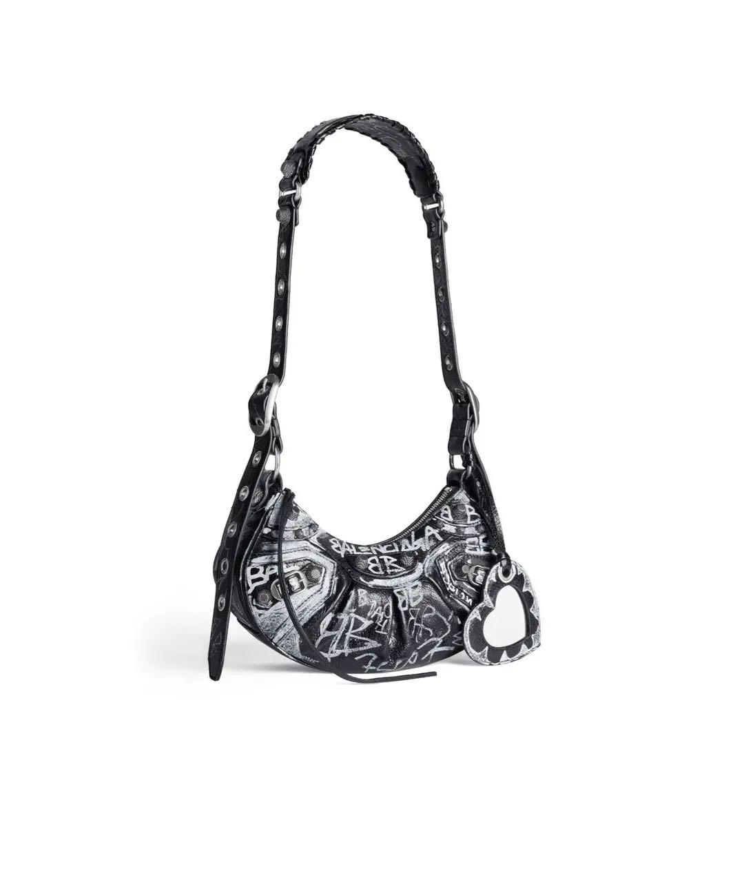 BALENCIAGA Черная кожаная сумка через плечо, фото 6