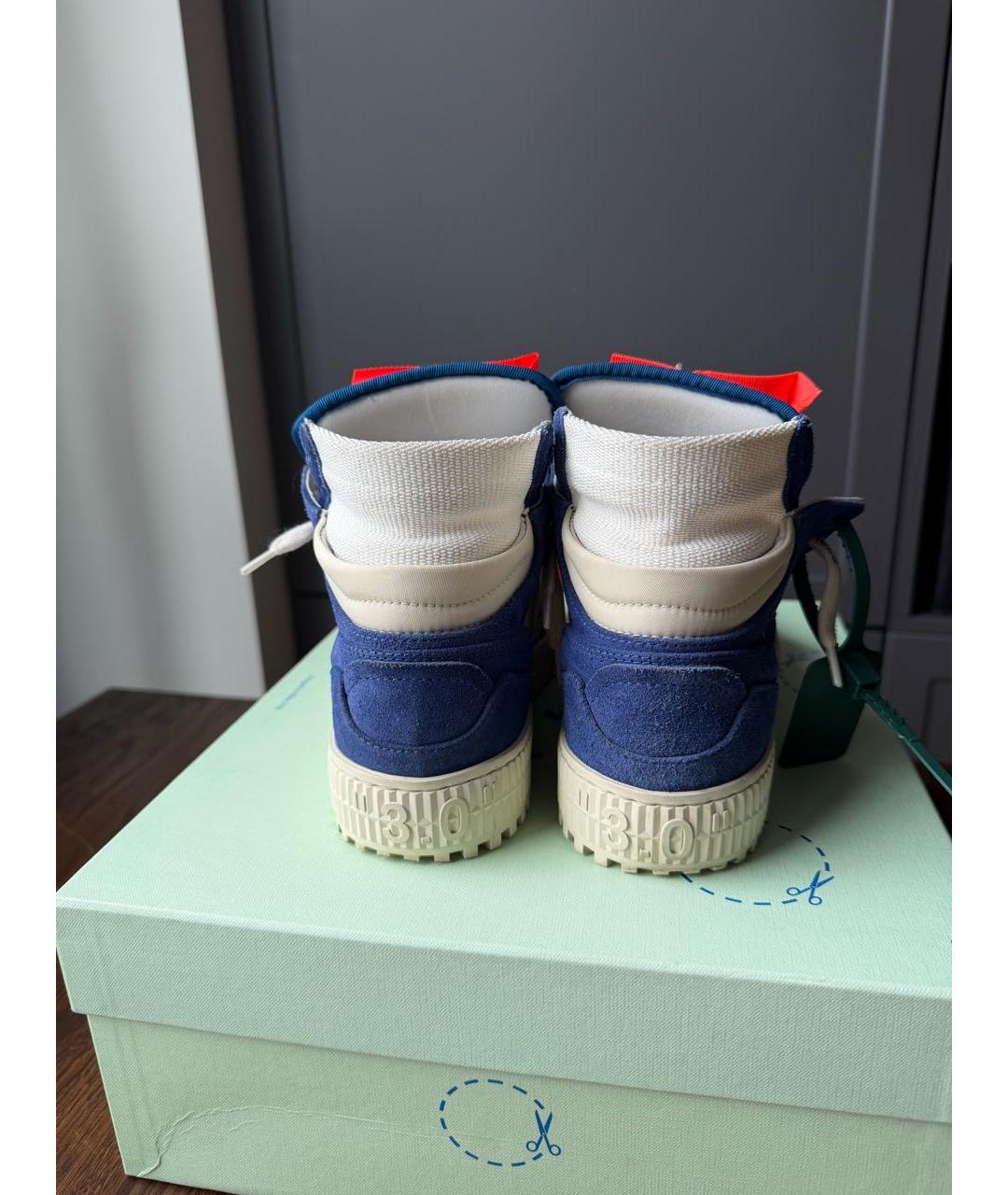 OFF-WHITE Синие текстильные кеды, фото 4